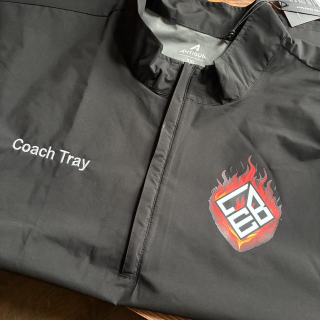 Custom embroidered jacket with name and logo