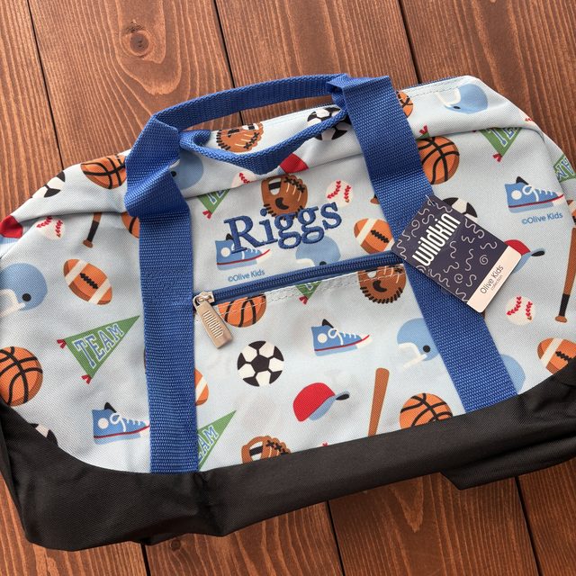 Personalized embroidered kids duffel bag
