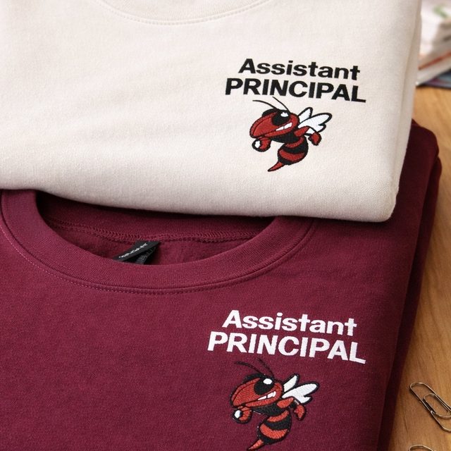 Custom embroidered sweatshirts in two colors