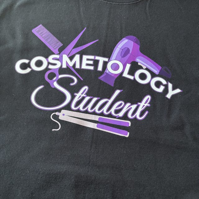 Custom printed cosmetology student shirt