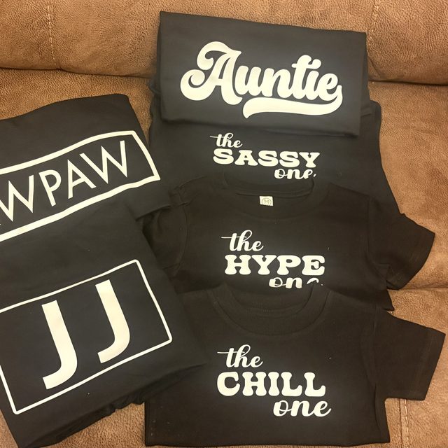 Custom printed family and grandparent shirt set