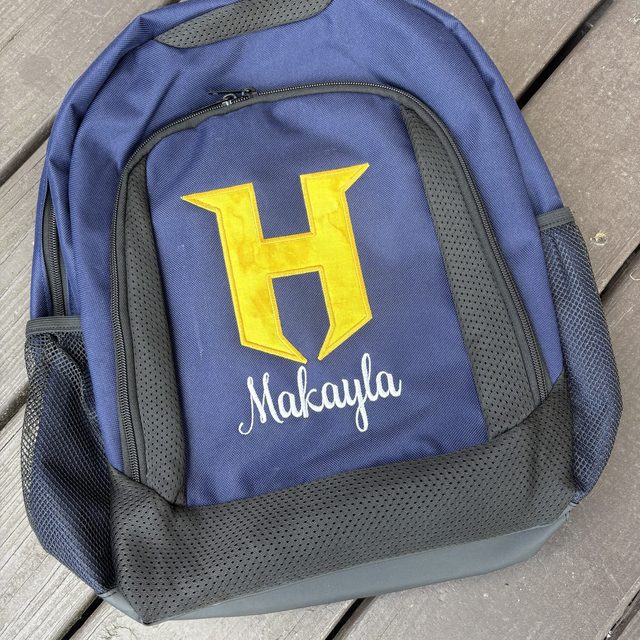 Personalized embroidered school backpack