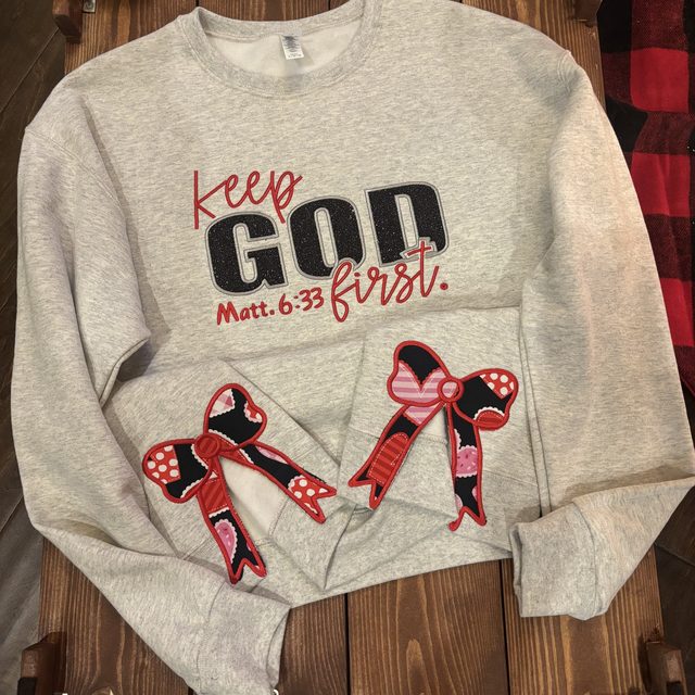 Custom embroidered faith-inspired sweatshirt